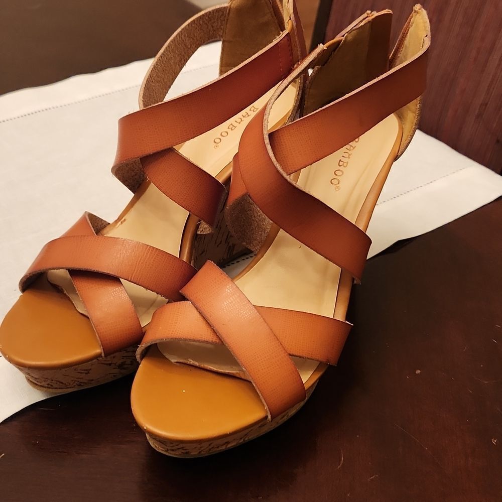 Bamboo Brown Wedge Sandals